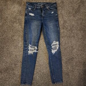 American Eagle Women’s Distressed High Rise Jegging 10 Long